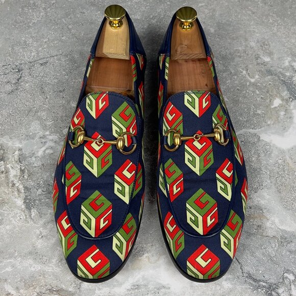 Gucci Canvas Mr. Porter Cube Horsebit Brixton Loafers Blue 8 G or 8.5 US 42 EUR - Picture 4 of 12